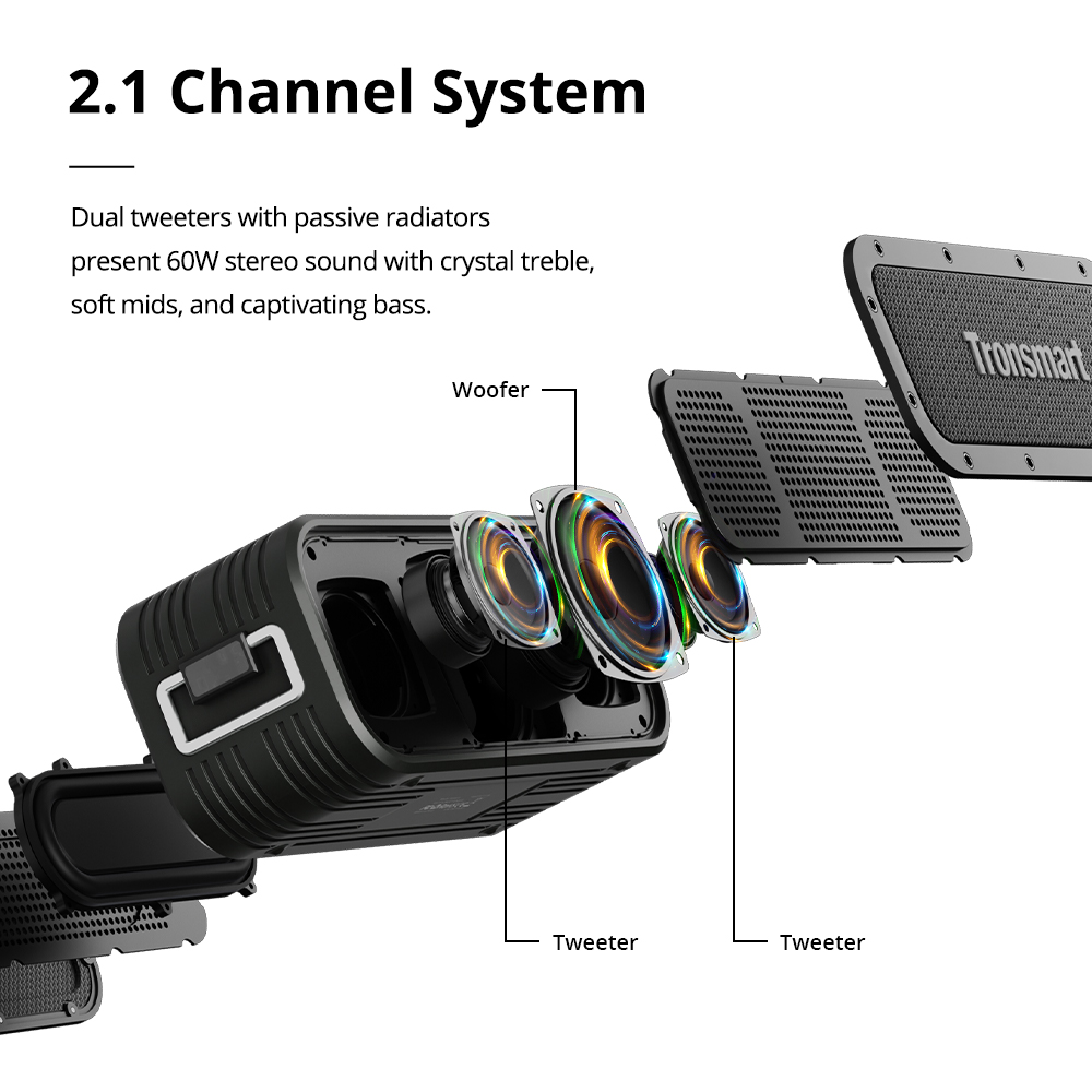 Haut-parleur extérieur portable Tronsmart Force X 60W IPX6 étanche Bluetooth Version 5.0