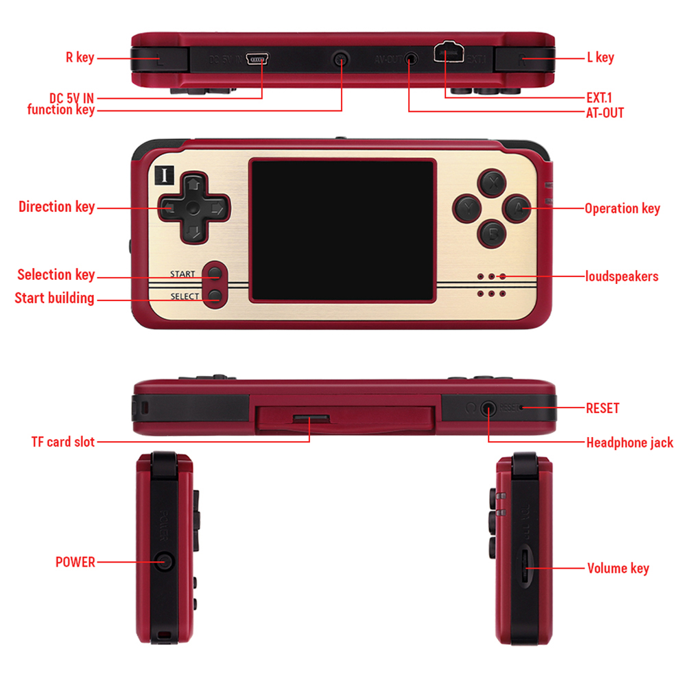 ANBERNIC K101 Plus 64 Bit Handheld Game Console Mini Video Game Player 3 inch Screen Support Dual Core System Red