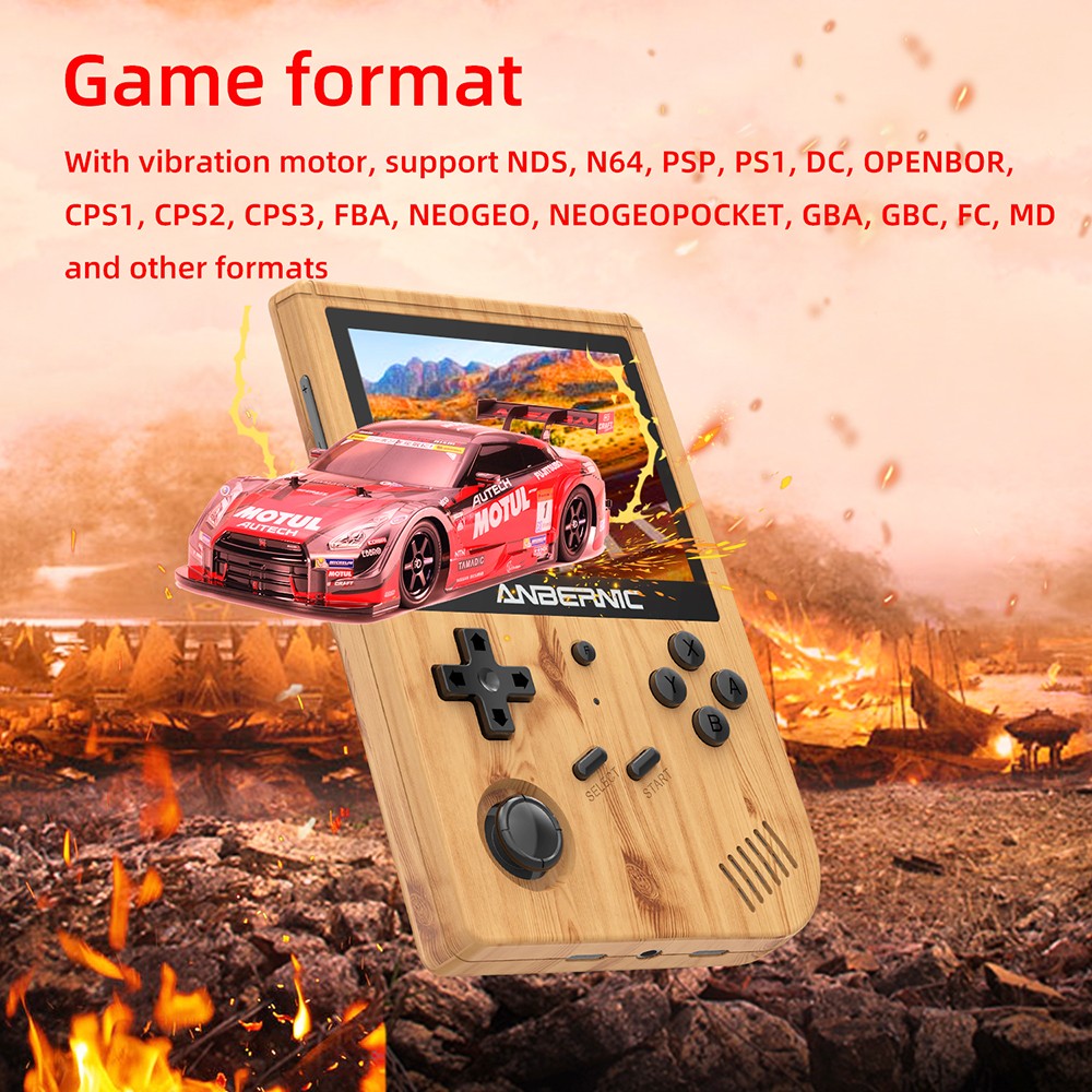 ANBERNIC RG351V 128GB Handheld Retro Game Console Wood Grain Color