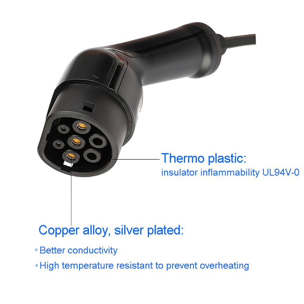 ANDAIIC Mode 3 EV Charger Cable Type 2 to Type 2 IEC62196 32A 3 Phase 5m Length