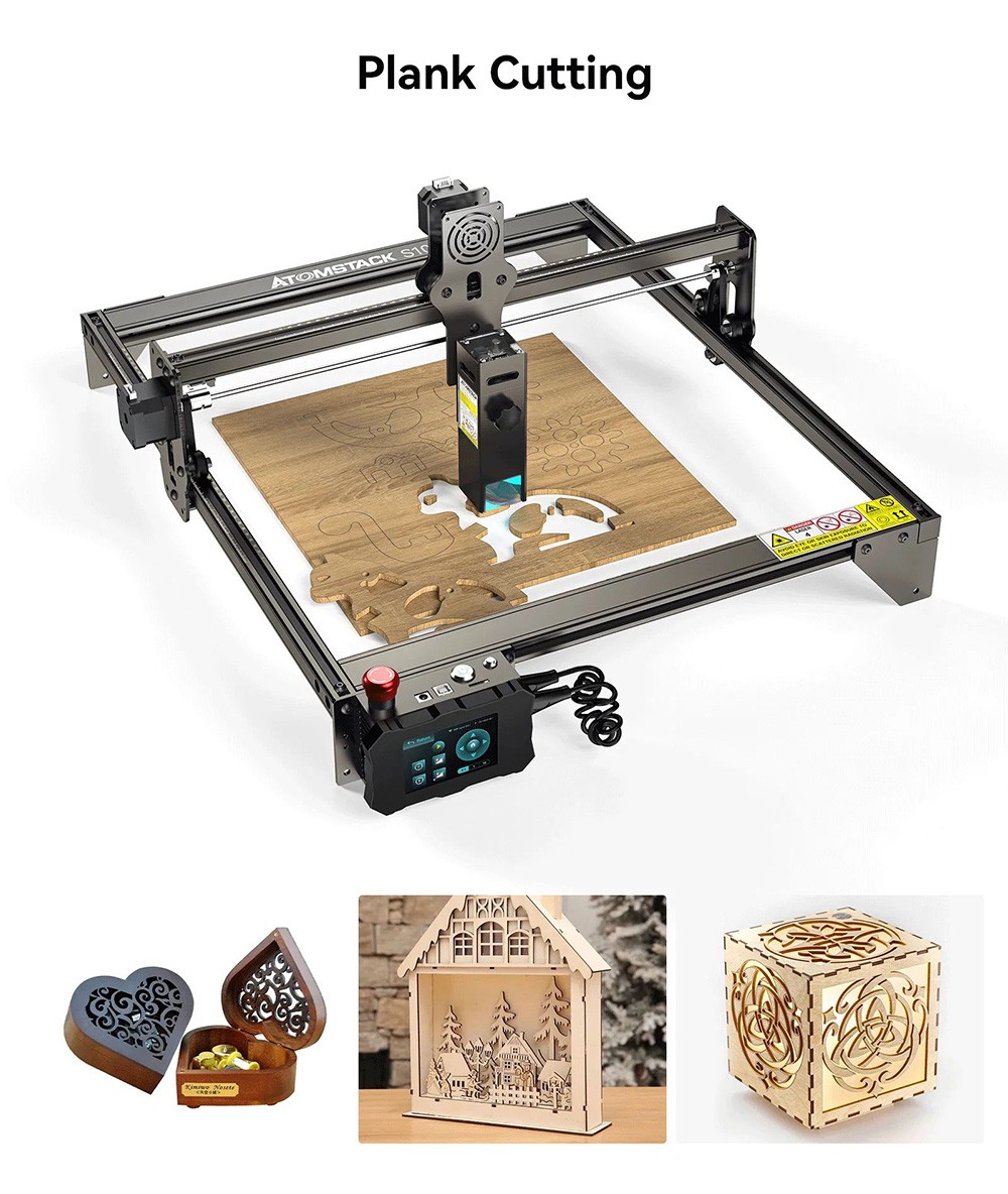 ATOMSTACK S10 Pro 10W Laser Engraver Cutter, 50W Machine Power, Fixed-Focus, 0.08x0.06mm Compressed Spot, Offline Working, 410x400mm