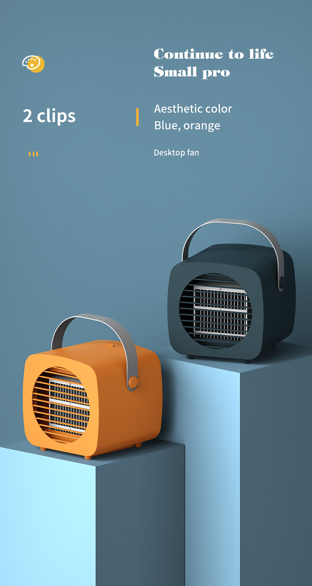 Air Cooler Small Air Conditioner Fan Spray Humidification Refrigeration Aromatherapy Cooling Fan - Orange