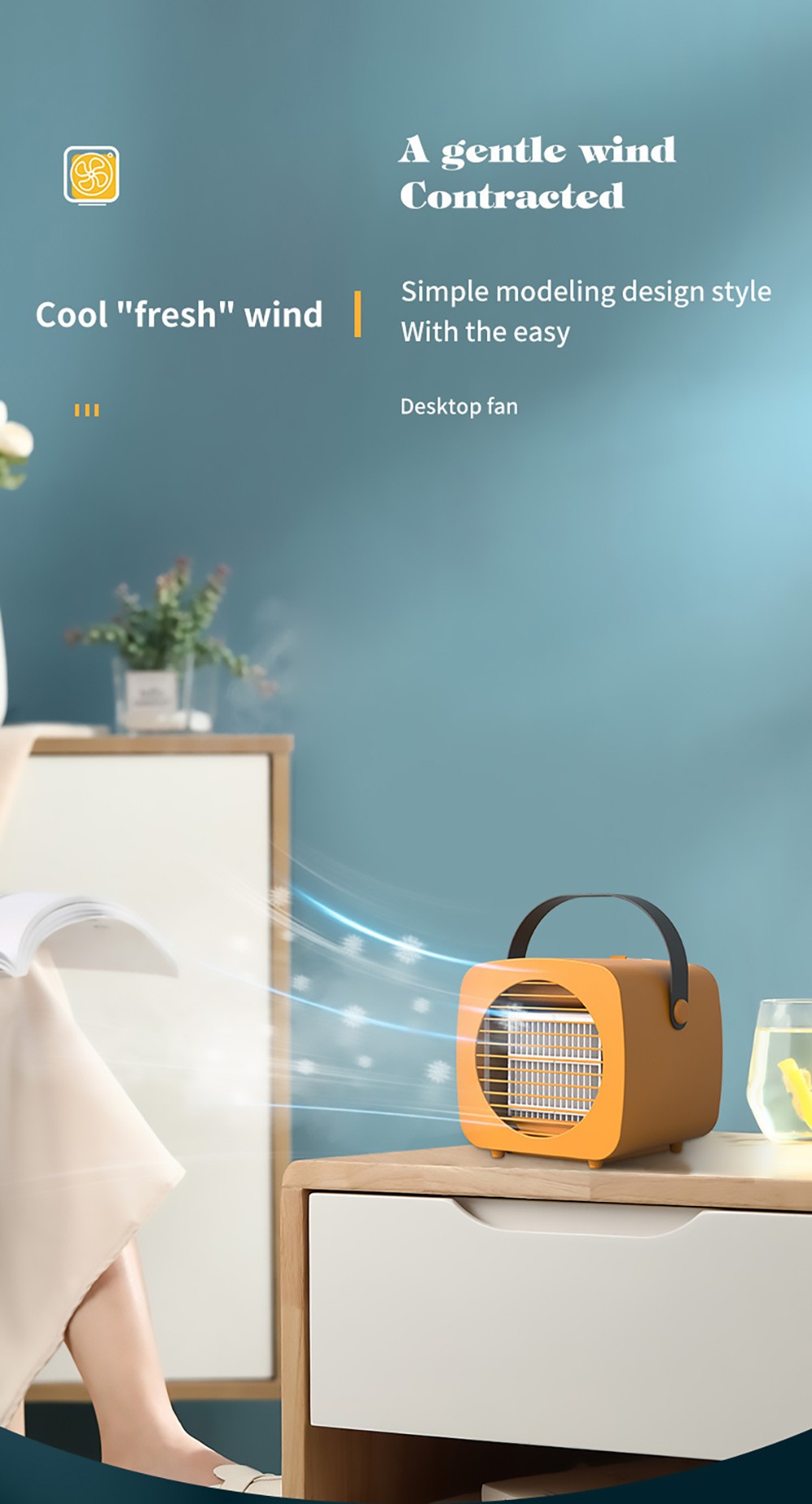 Air Cooler Small Air Conditioner Fan Spray Humidification Refrigeration Aromatherapy Cooling Fan - Orange