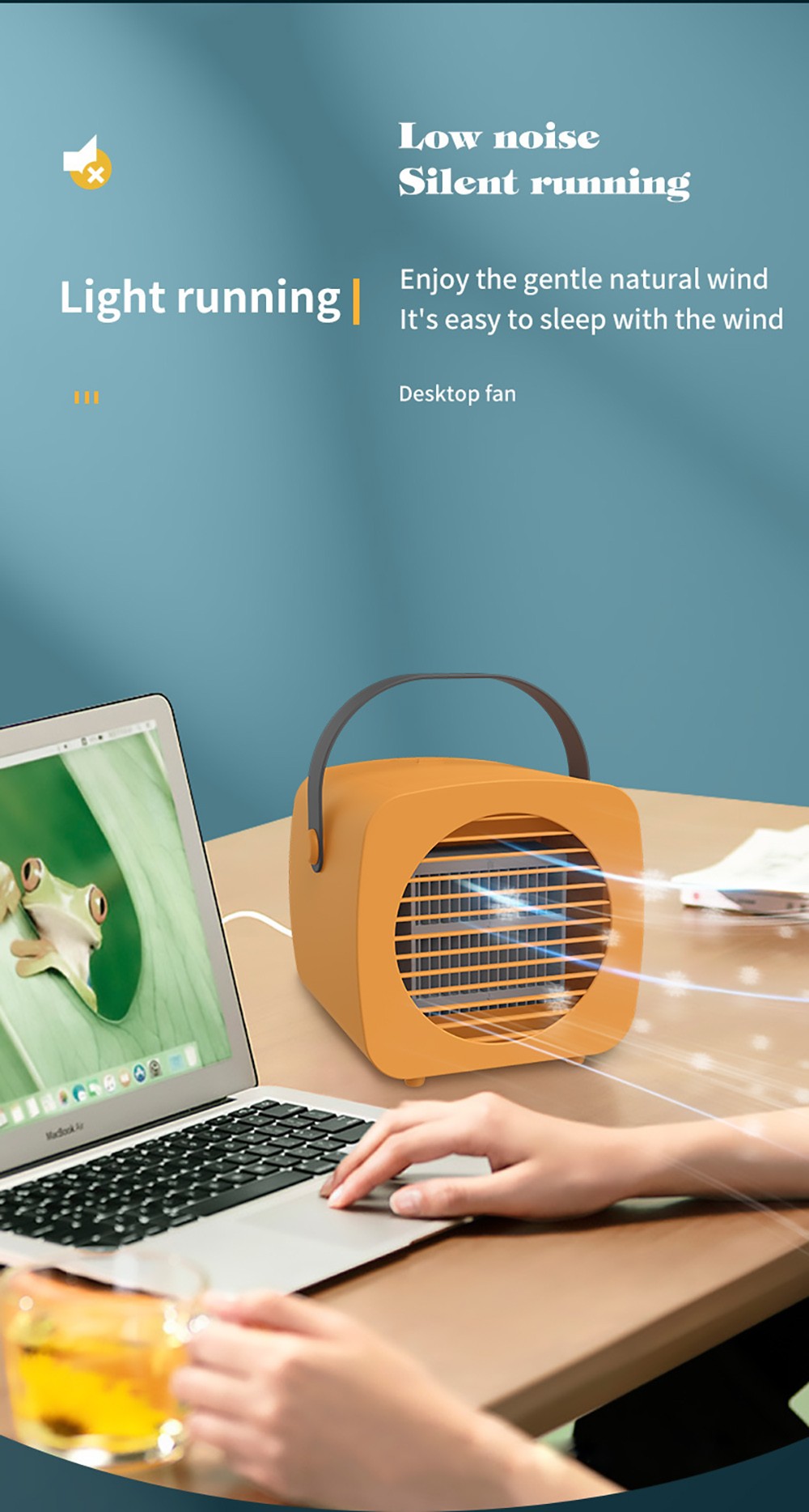 Air Cooler Small Air Conditioner Fan Spray Humidification Refrigeration Aromatherapy Cooling Fan - Orange