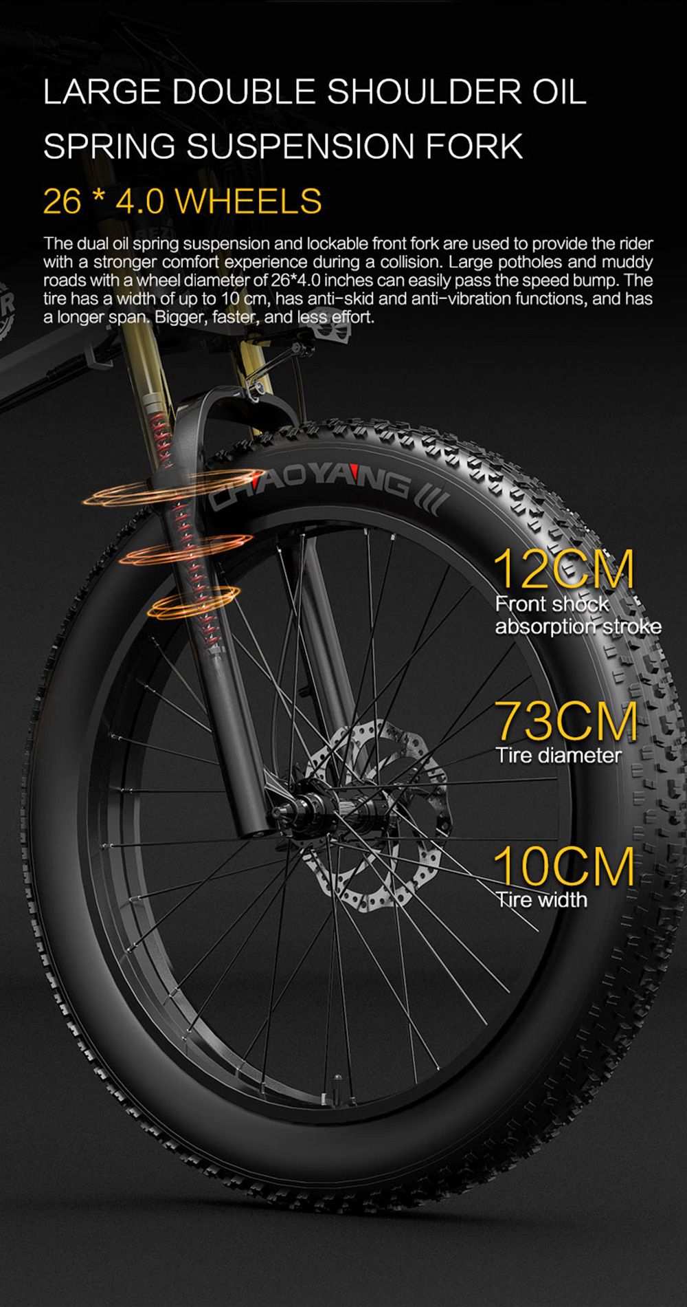 BEZIOR X-PLUS Electric Bike 1500W Motor 48V 17.5Ah Battery 26*4.0 Tire Mountain Bike 40 km/h Max Speed ​​200kg Load - Blue