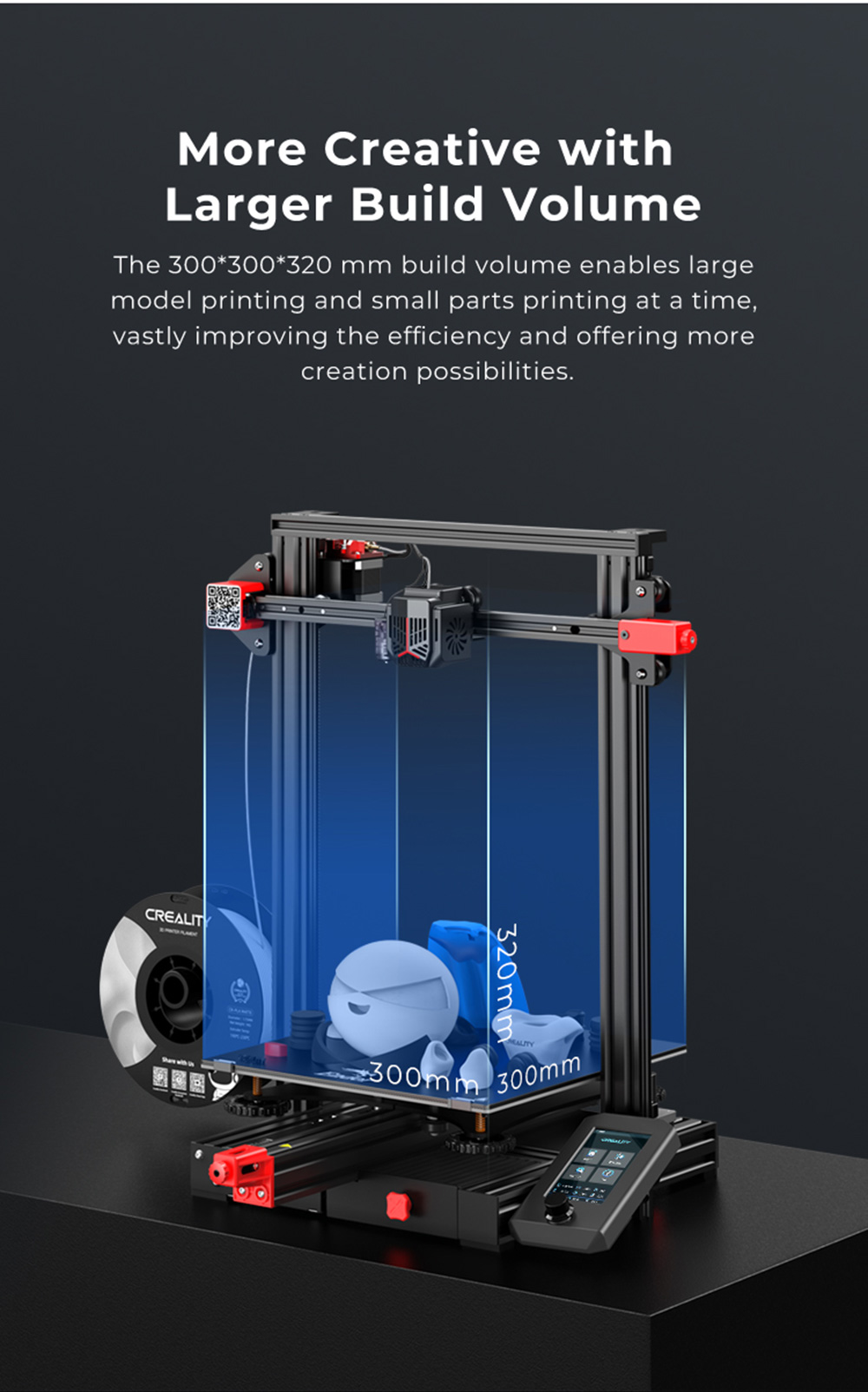 Creality Ender-3 Max Neo 3D Printer, CR Touch Auto-leveling, Stable Dual Z-axis, Resume Printing, 32-bit Silent Mainboard, 300x300x320mm