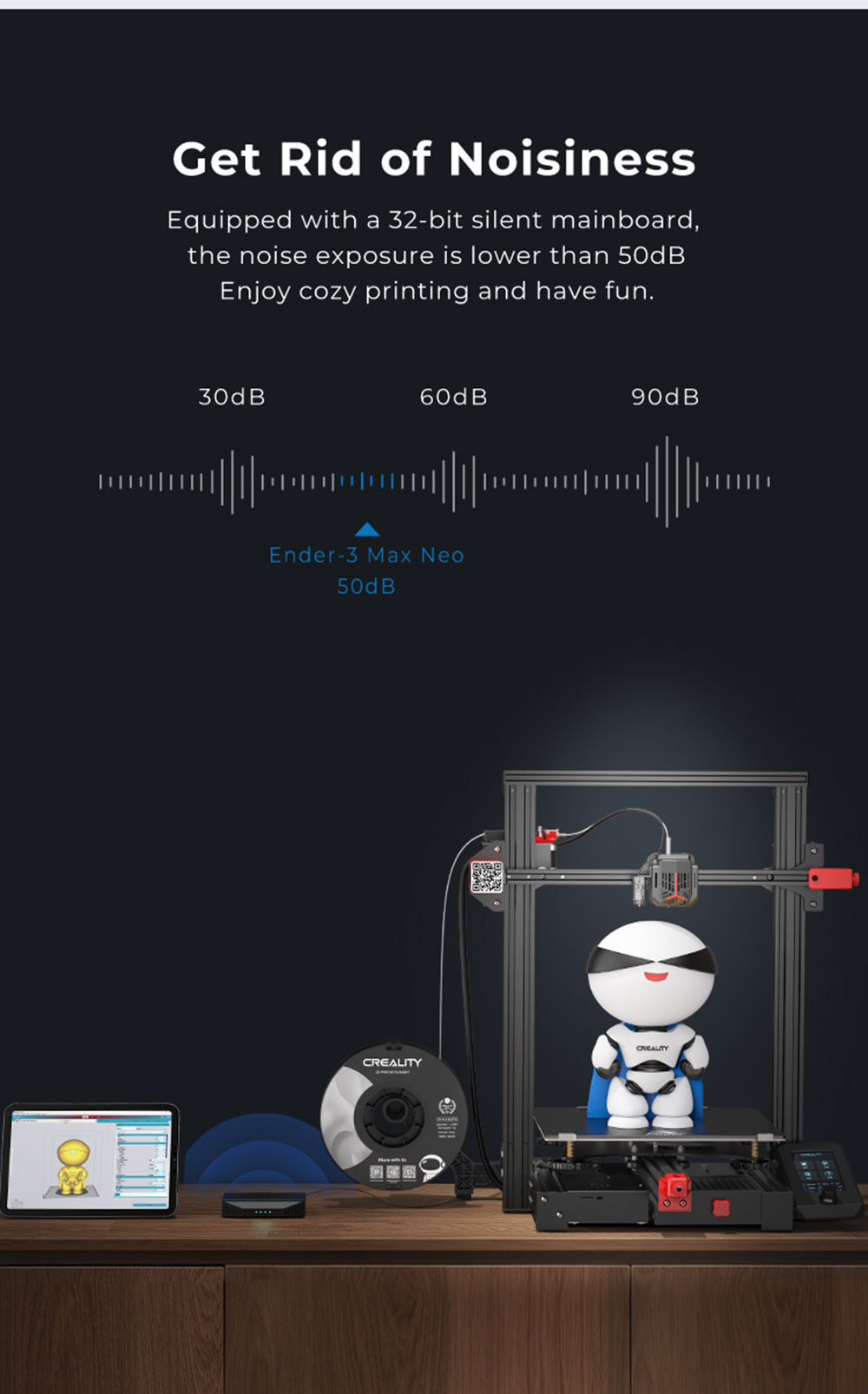 Creality Ender-3 Max Neo 3D Printer, CR Touch Auto-leveling, Stable Dual Z-axis, Resume Printing, 32-bit Silent Mainboard, 300x300x320mm