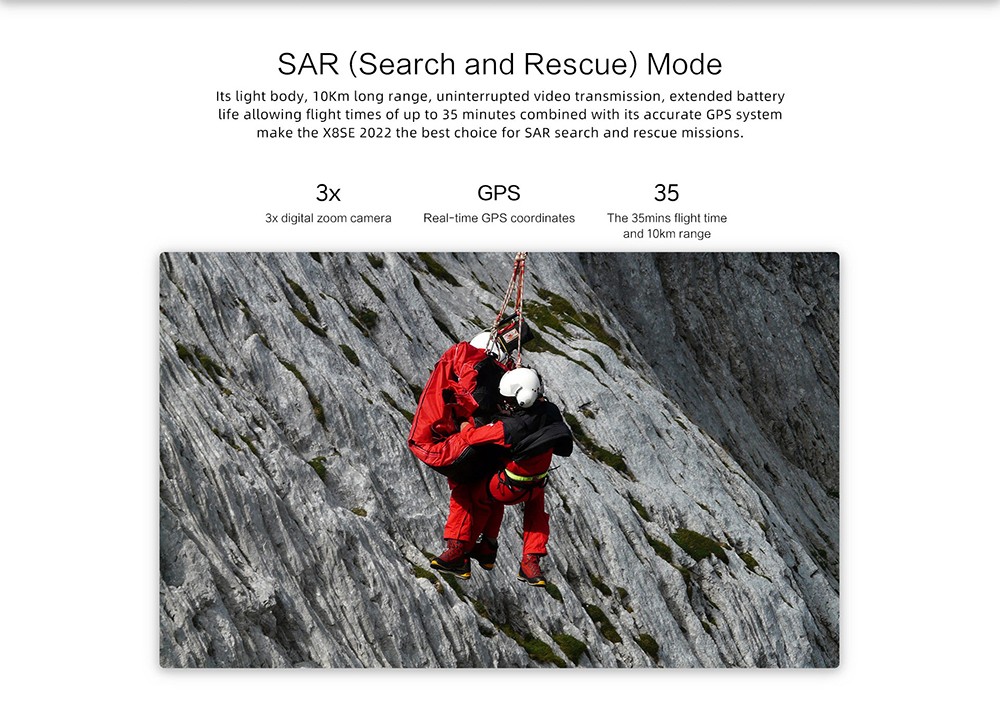 FIMI X8 SE 2022 V2 RC Quadcopter 10km FPV with 3-axis Gimbal 4K Camera HDR GPS, With Megaphone - 1 Battery