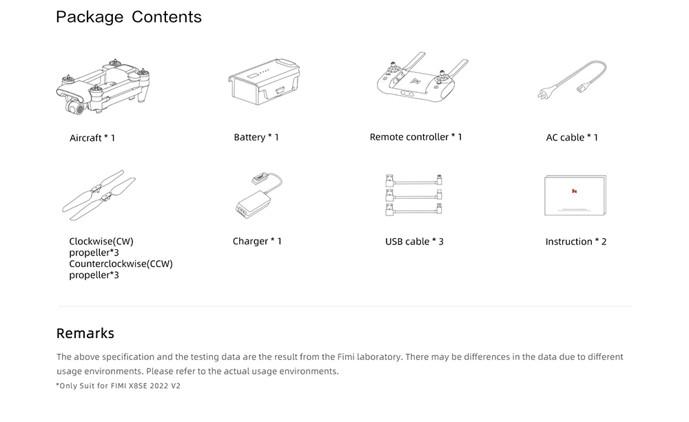 FIMI X8 SE 2022 V2 RC Quadcopter 10km FPV with 3-axis Gimbal 4K Camera HDR GPS, With Megaphone - 1 Battery