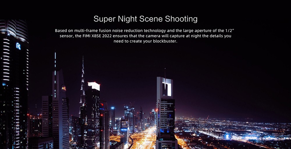 FIMI X8 SE 2022 V2 RC Quadcopter 10km FPV with 3-axis Gimbal 4K Camera HDR GPS, With Megaphone - 1 Battery