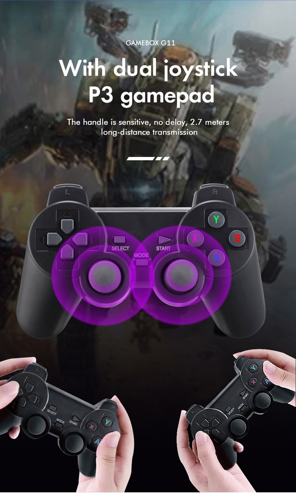 GAMEBOX G11 128GB Retro Game Console Android TV Box with 40000+ Classic Games 50+ Emulator Console for PS with 2 Gamepad