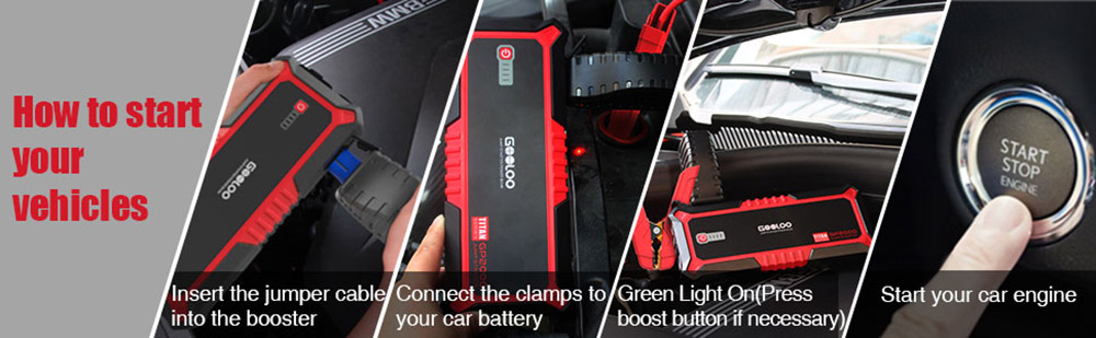 GOOLOO GP2000 Jump Starter, 2000A Peak Car Starter, 12V Jump Box, Auto Lithium Battery Booster, 19800mAh Power Pack - Red