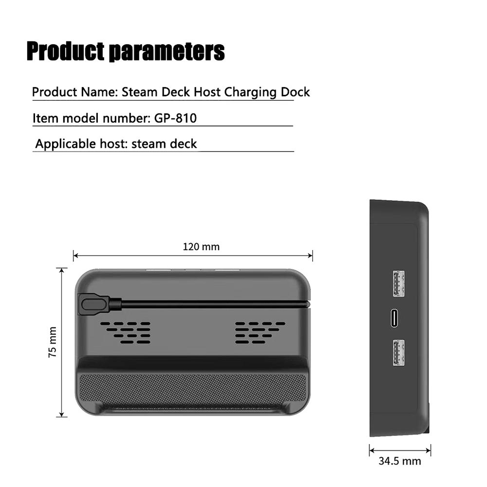 GP-810 Charging Dock for Steam Deck Game Console Support 45W Fast Charging