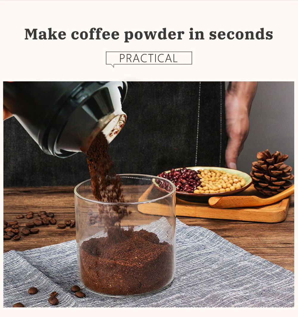 HiBREW 70W Portable Coffee Bean Grinder Blender, DC 5V USB Rechargeable Coffee Grinding Machine, 350ml Single Cup