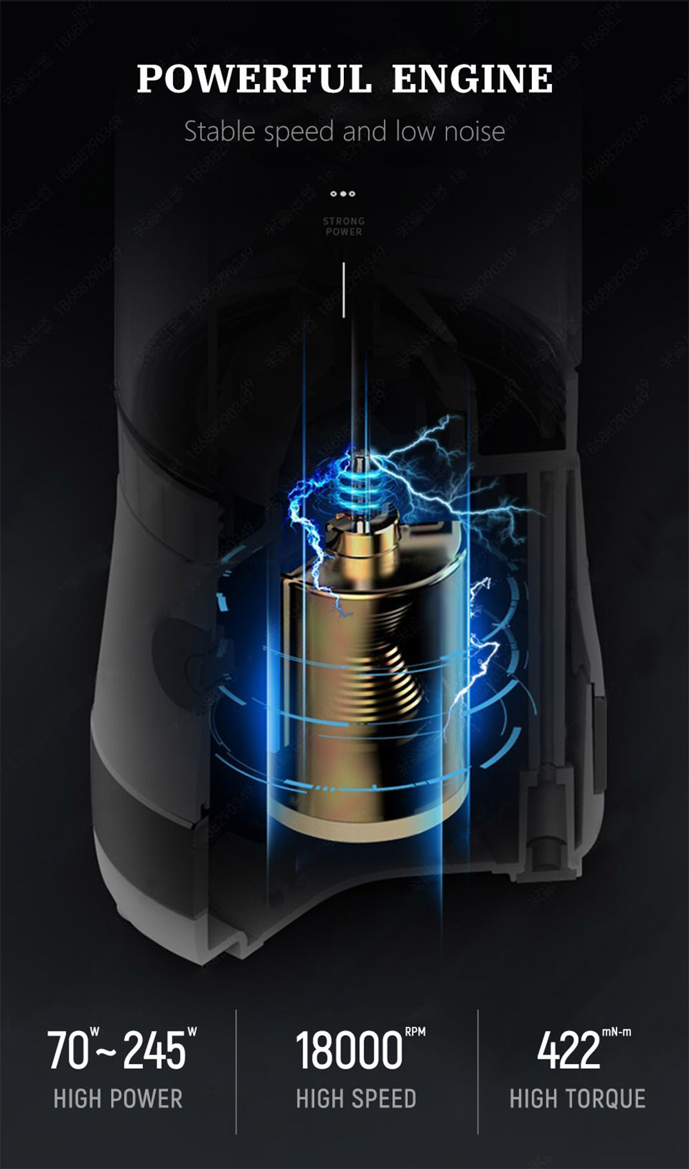 HiBREW 70W Portable Coffee Bean Grinder Blender, DC 5V USB Rechargeable Coffee Grinding Machine, 350ml Single Cup