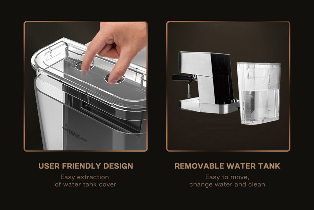 HiBREW H10 1050W Coffee Maker, 20 Bar Semi-Auto Coffee Machine, ESE Pod/Ground Coffee Espresso Maker, 1.5L Capacity