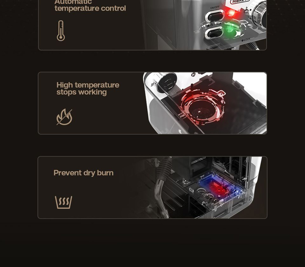 HiBREW H10 1050W Coffee Maker, 20 Bar Semi-Auto Coffee Machine, ESE Pod/Ground Coffee Espresso Maker, 1.5L Capacity