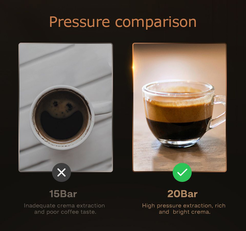 HiBREW H10 1050W Coffee Maker, 20 Bar Semi-Auto Coffee Machine, ESE Pod/Ground Coffee Espresso Maker, 1.5L Capacity