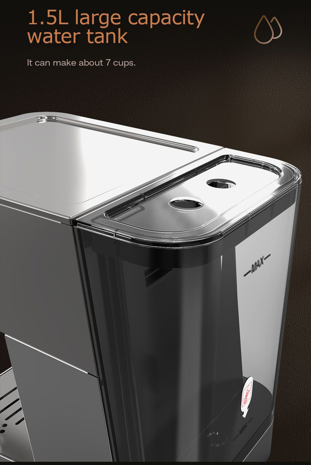 HiBREW H10 1050W Coffee Maker, 20 Bar Semi-Auto Coffee Machine, ESE Pod/Ground Coffee Espresso Maker, 1.5L Capacity