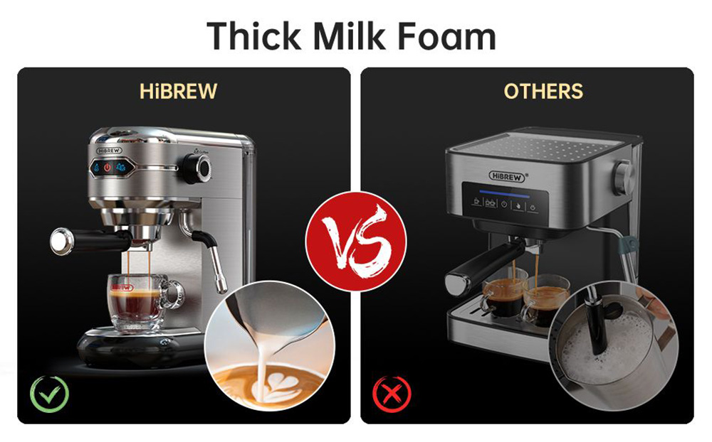 HiBREW H11 1450W Coffee Maker with Latte Cup, 19 Bar Semi Auto Espresso Machine, ESE POD Powder Dual Use, Hot Water