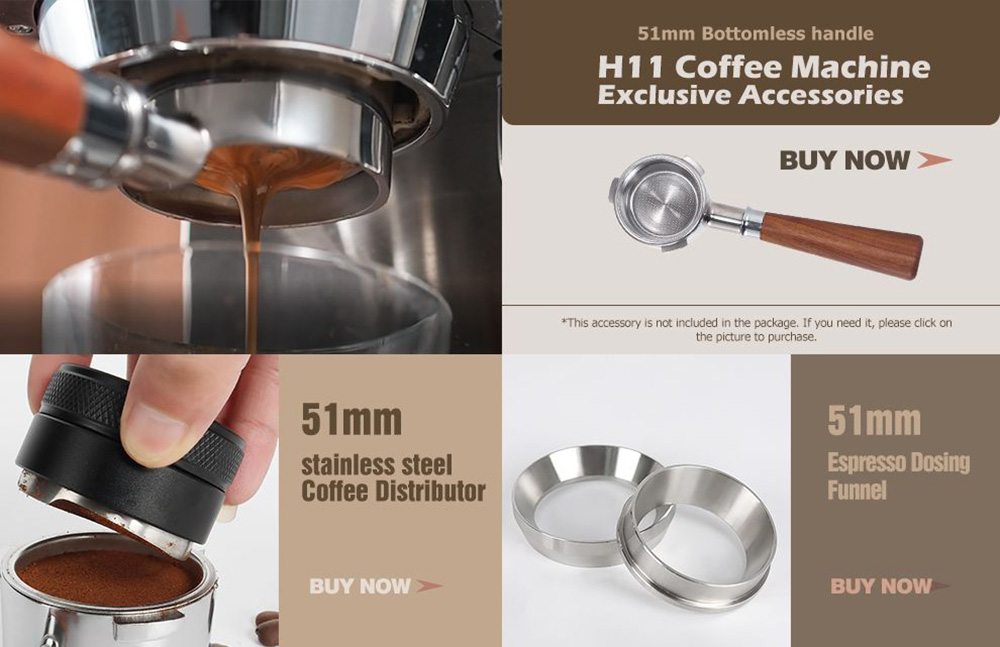 HiBREW H11 1450W Coffee Maker with Latte Cup, 19 Bar Semi Auto Espresso Machine, ESE POD Powder Dual Use, Hot Water