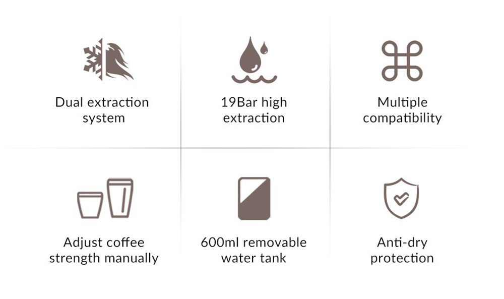 HiBREW H2A 1450W Espresso Coffee Machine, 19 Bar Extraction, Hot/Cold 4-in-1 Multiple Capsule Coffee Maker - Black