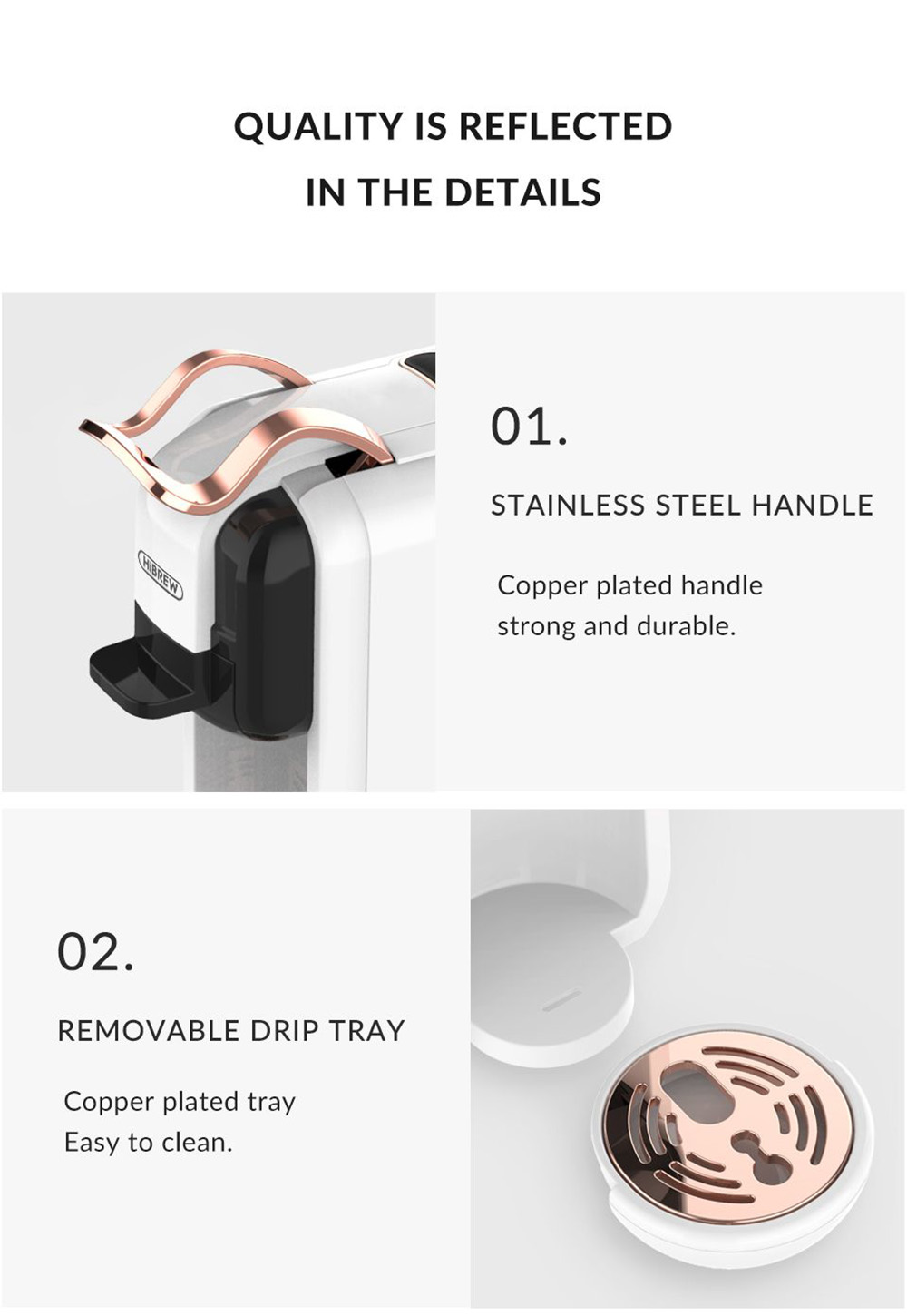 HiBREW H2A 1450W Espresso Coffee Machine, 19 Bar Extraction, Hot/Cold 4-in-1 Multiple Capsule Coffee Maker - Black