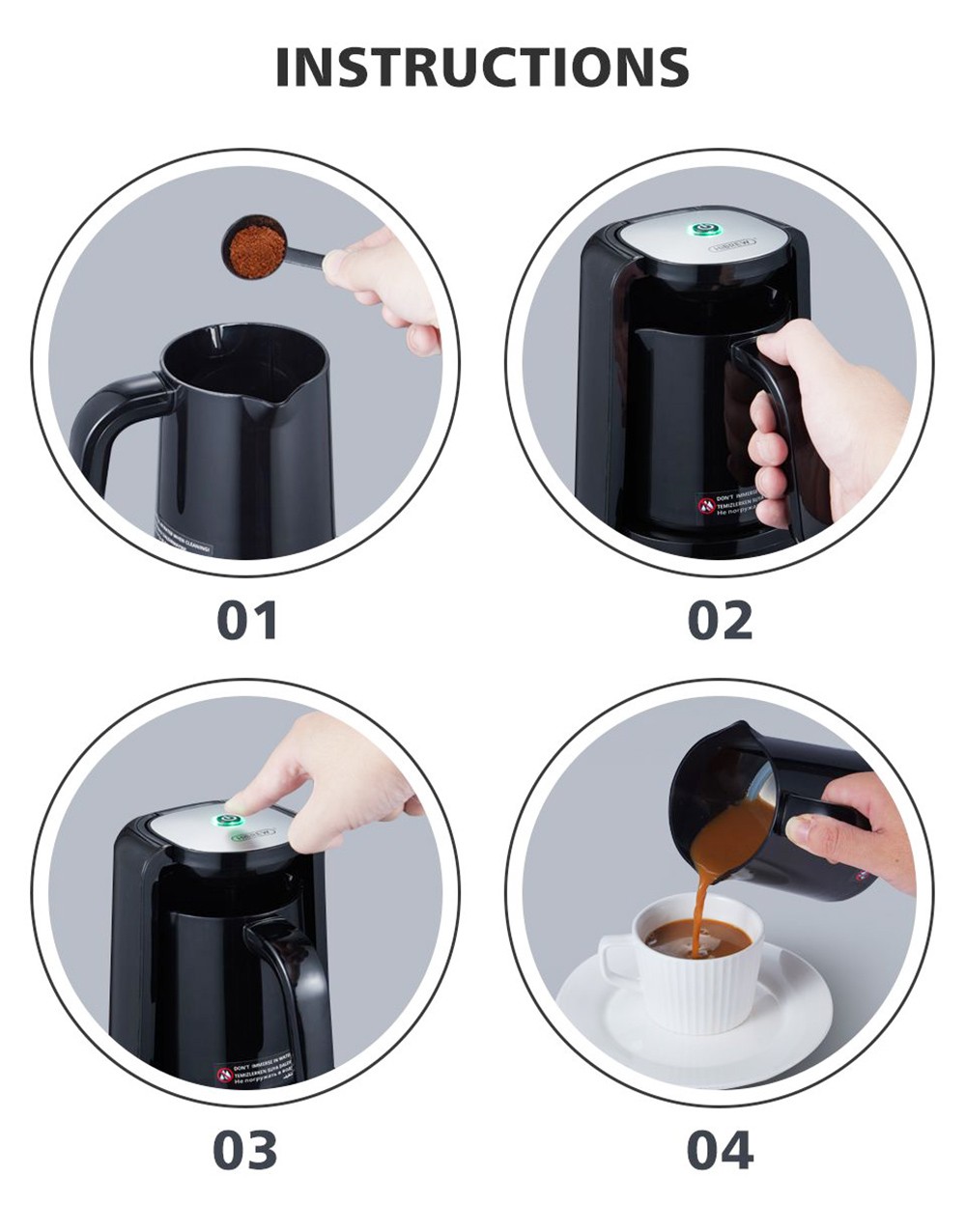 HiBREW H9 480W Automatic Turkish Coffee Machine, 250ml Electric Pot Ground Coffee Maker with LED Indicator