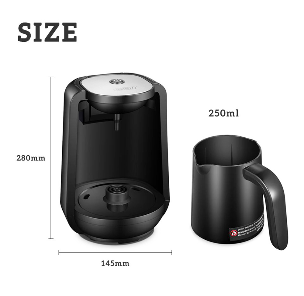 HiBREW H9 480W Automatic Turkish Coffee Machine, 250ml Electric Pot Ground Coffee Maker with LED Indicator