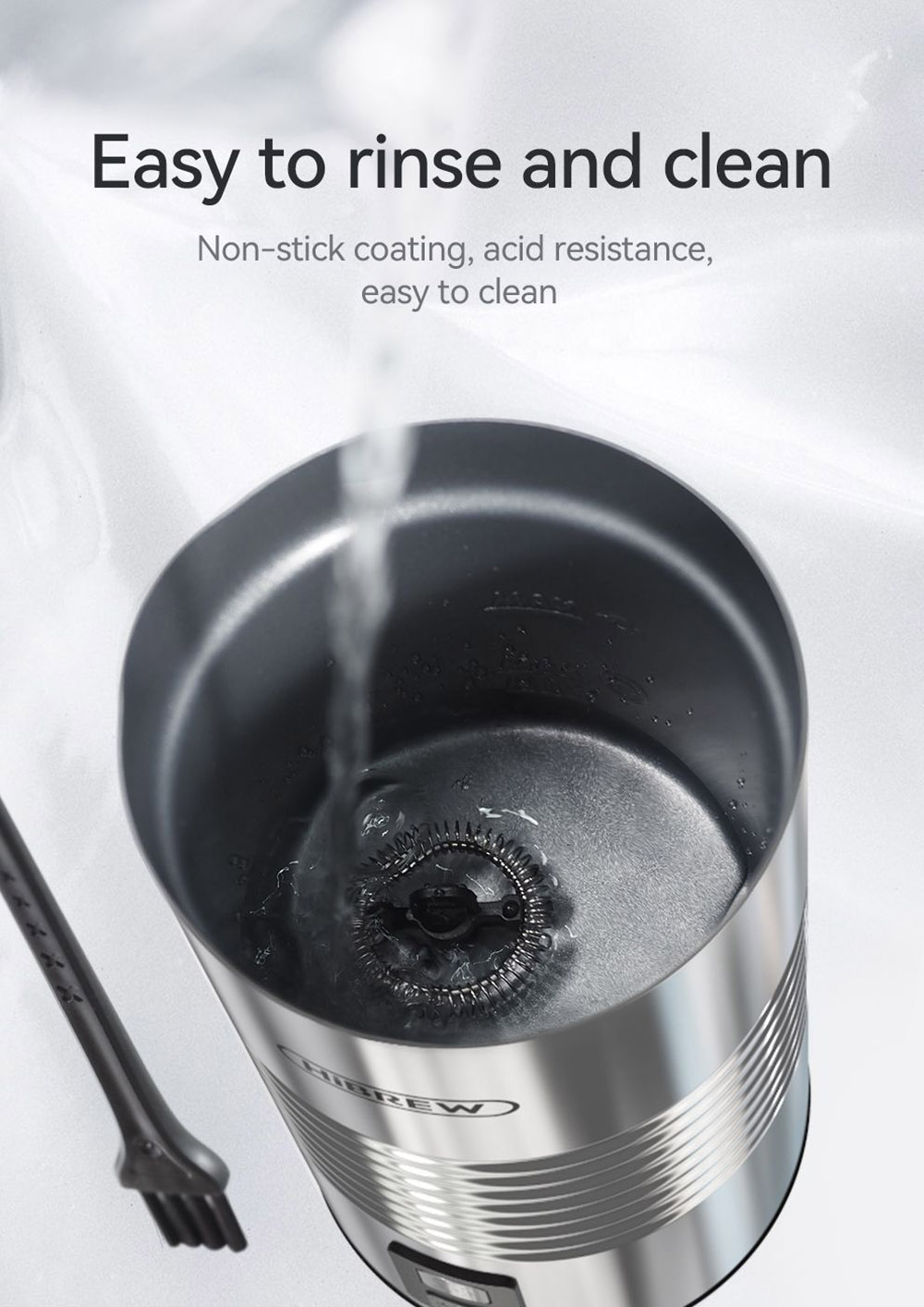 HiBREW M2A 500W Milk Frother Foaming Machine, Cold/Hot Latte Cappuccino, 2 Whisks, Fully Automatic Milk Warmer