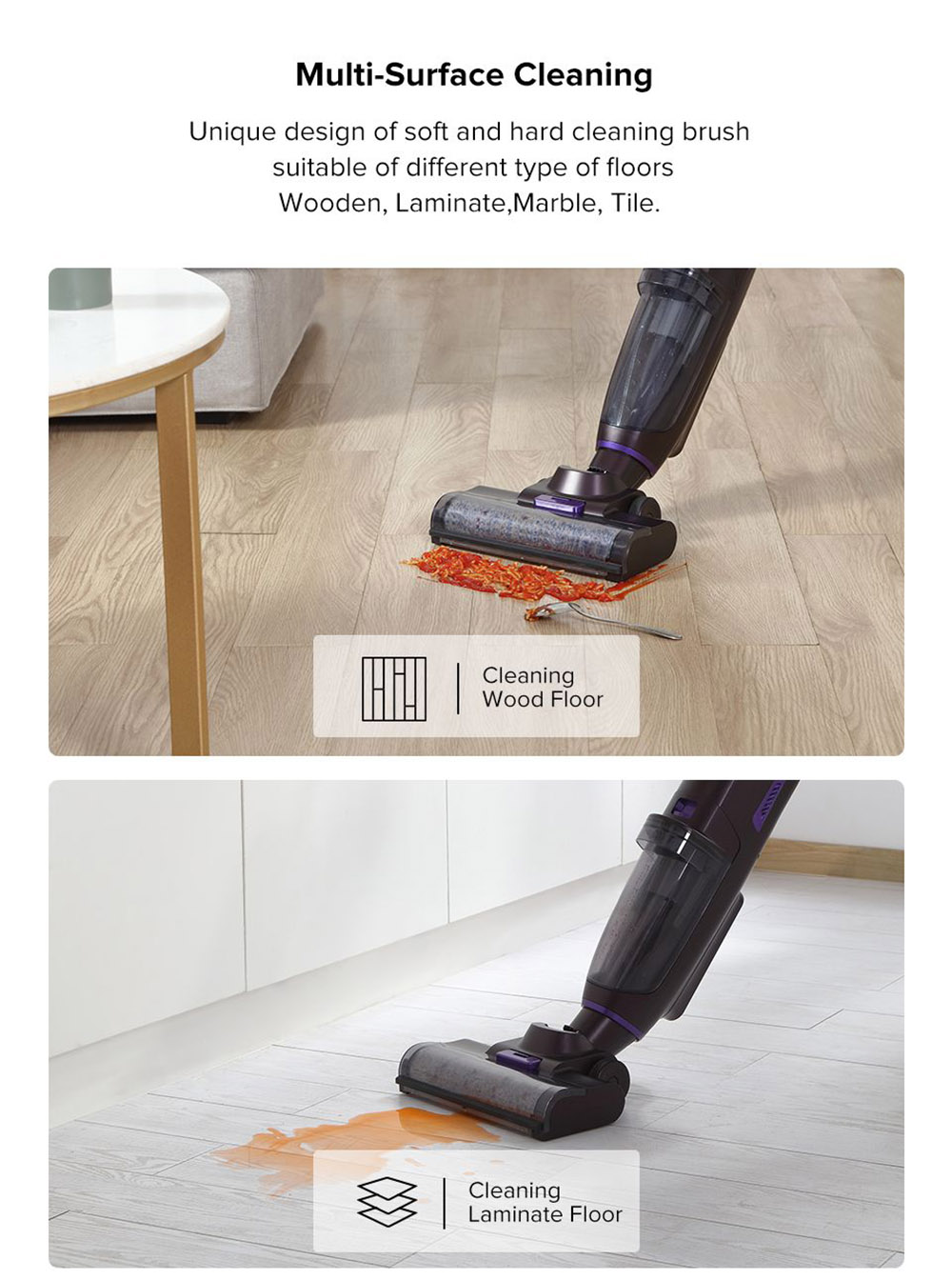 ILIFE F100 Cordless Wet Dry Vacuum Cleaner, Smart Vacuum Mop Wash Cleaner, 3000mAh, 30min Runtime, LED Display