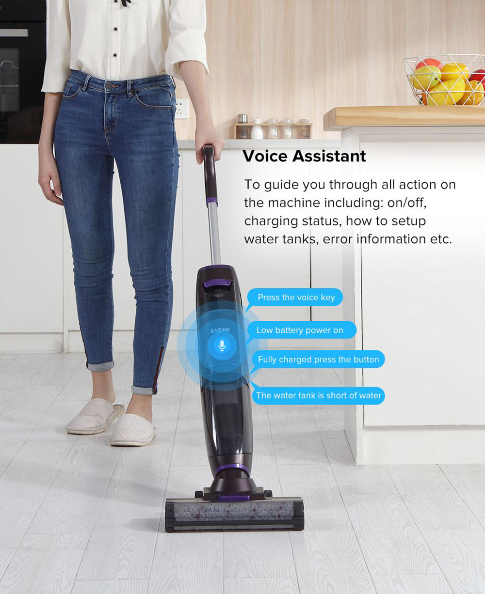 ILIFE F100 Cordless Wet Dry Vacuum Cleaner, Smart Vacuum Mop Wash Cleaner, 3000mAh, 30min Runtime, LED Display