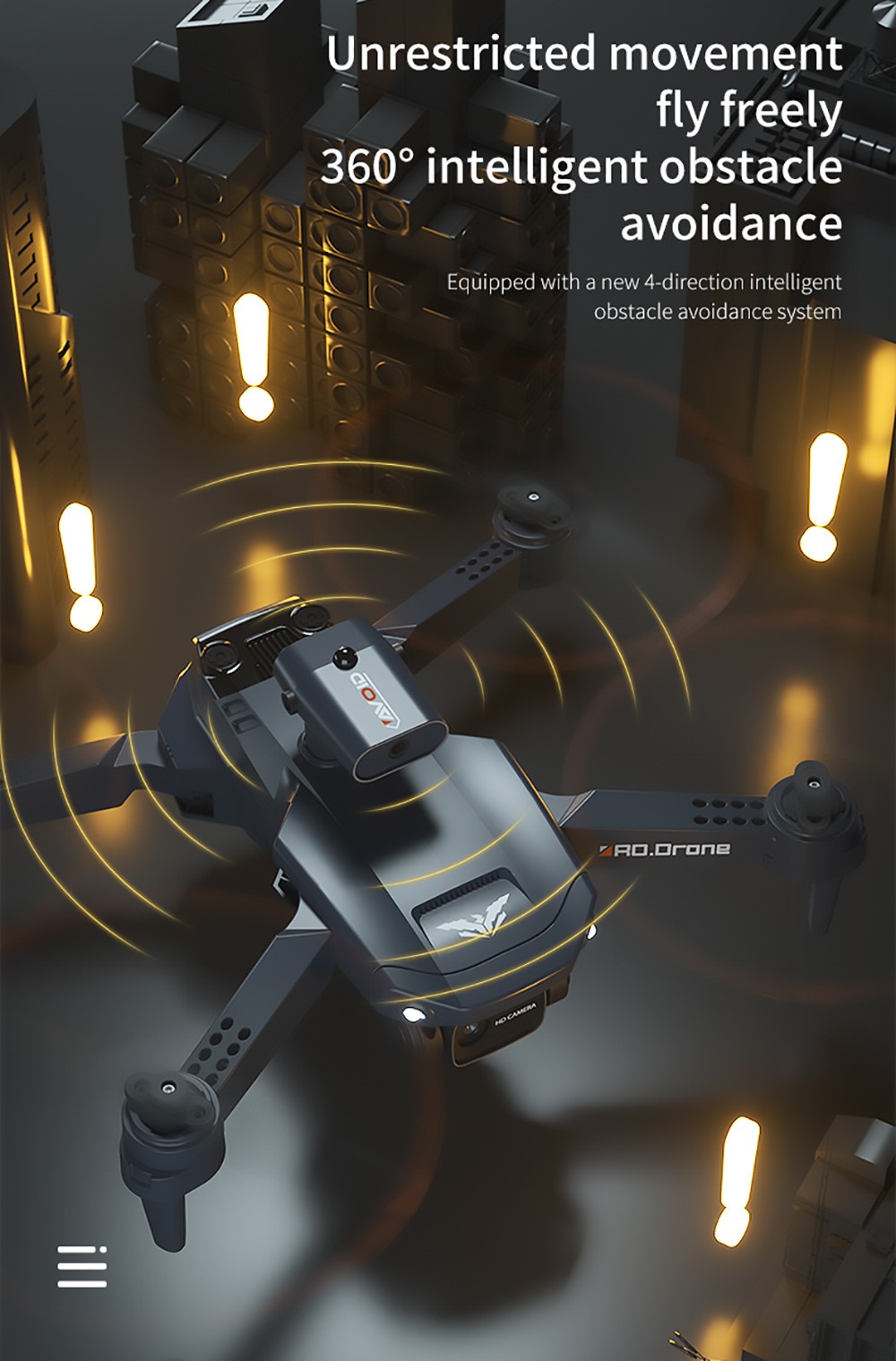 JJRC H106 Foldable RC Drone with All-Round Obstacle Avoidance Function Quadcopter with One Camera - Black