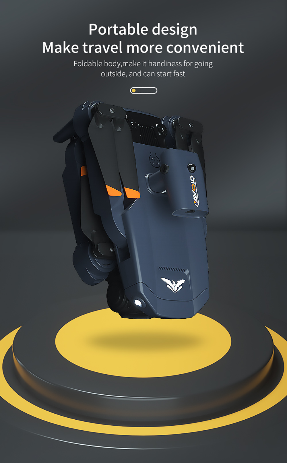 JJRC H106 Foldable RC Drone with All-Round Obstacle Avoidance Function Quadcopter with One Camera - Orange