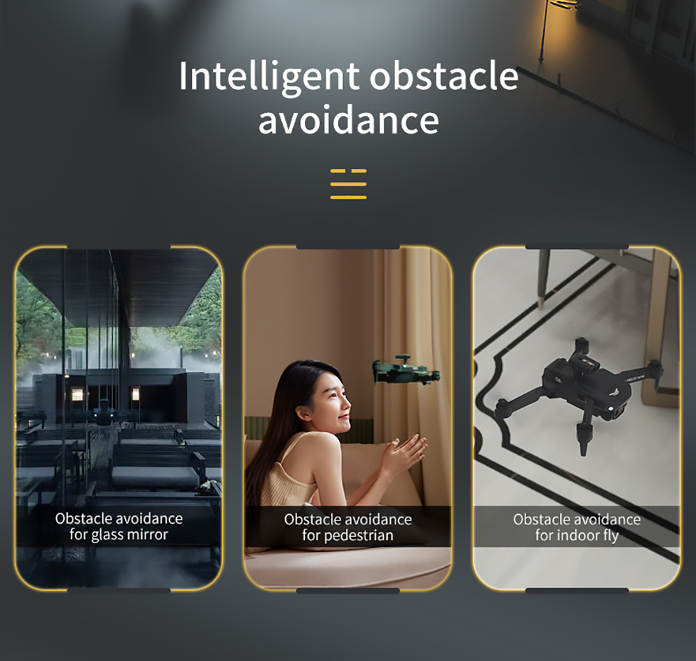 JJRC H106 Foldable RC Drone with All-Round Obstacle Avoidance Function Quadcopter with One Camera - Orange