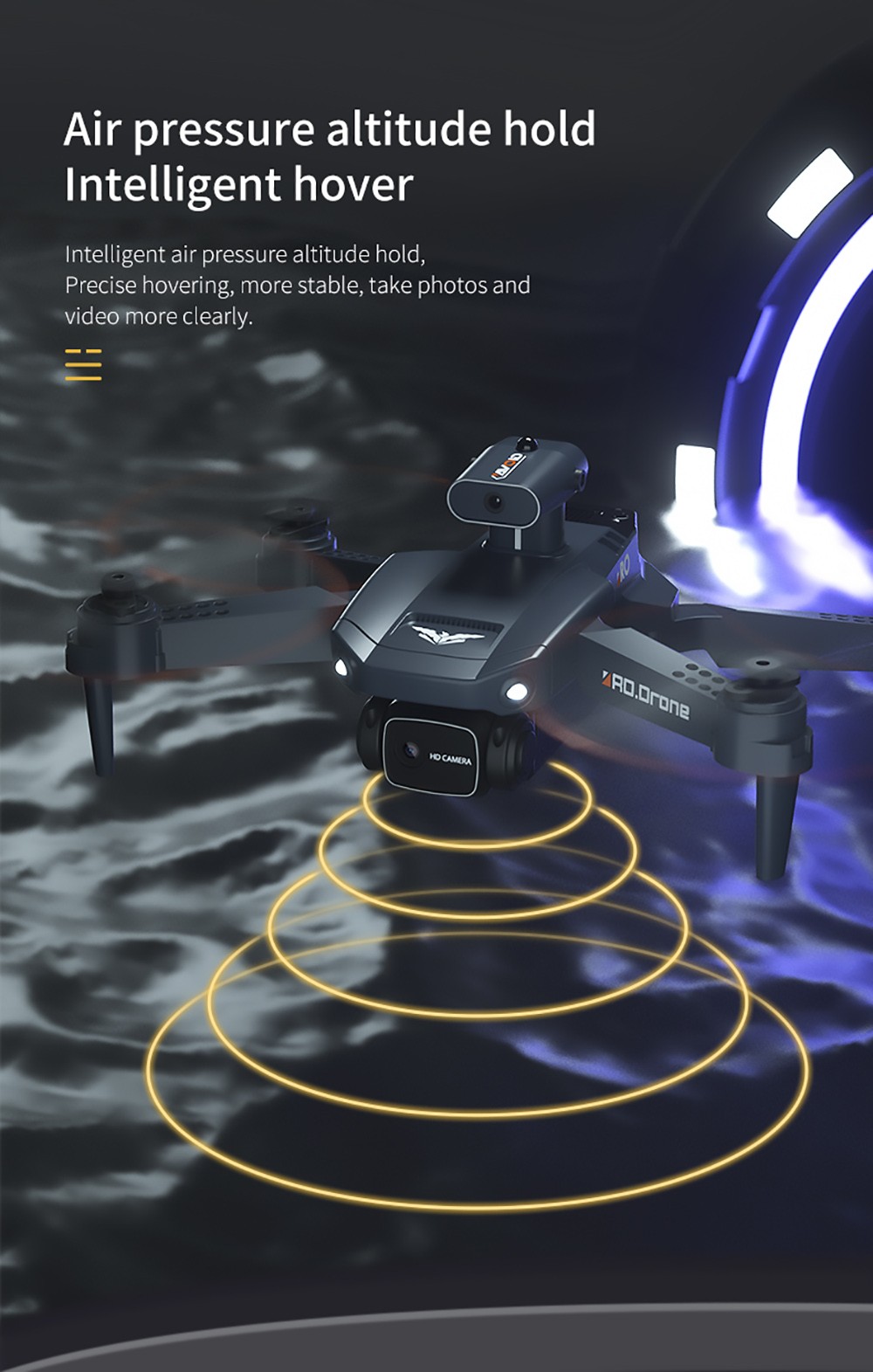 JJRC H106 Foldable RC Drone with All-Round Obstacle Avoidance Function Quadcopter with One Camera - Orange