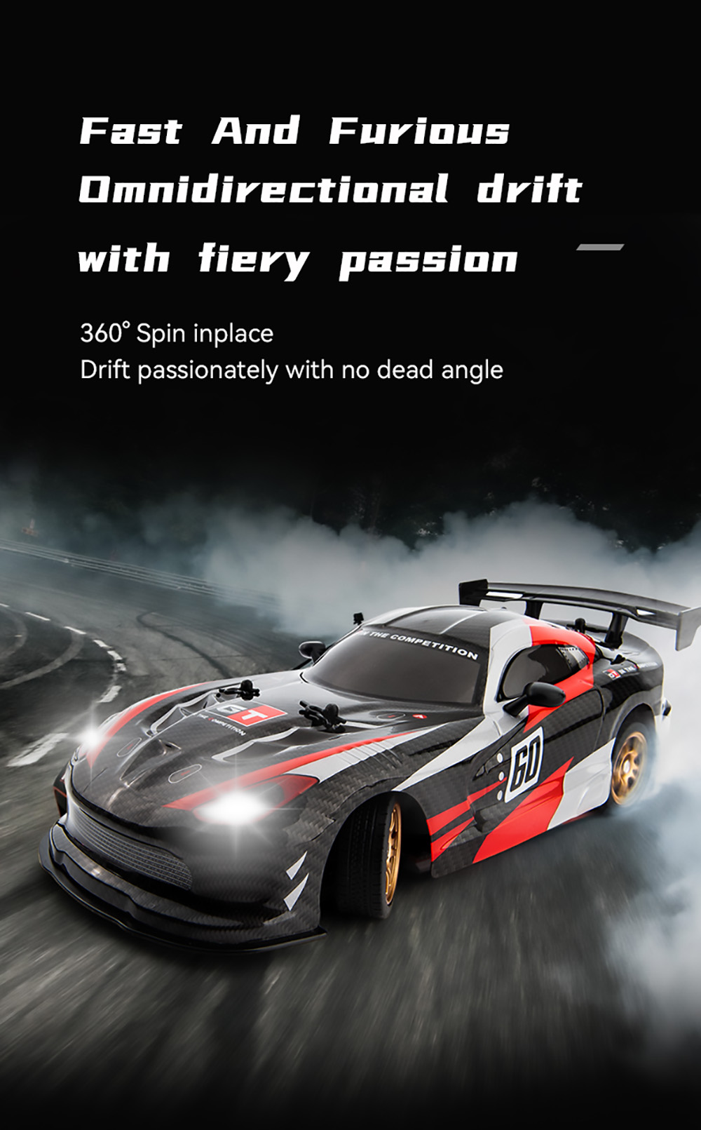 JJRC Q116 1/16 2.4G 4WD Drift RC Car Vehicle Model Toy Full Proportional Control - Black