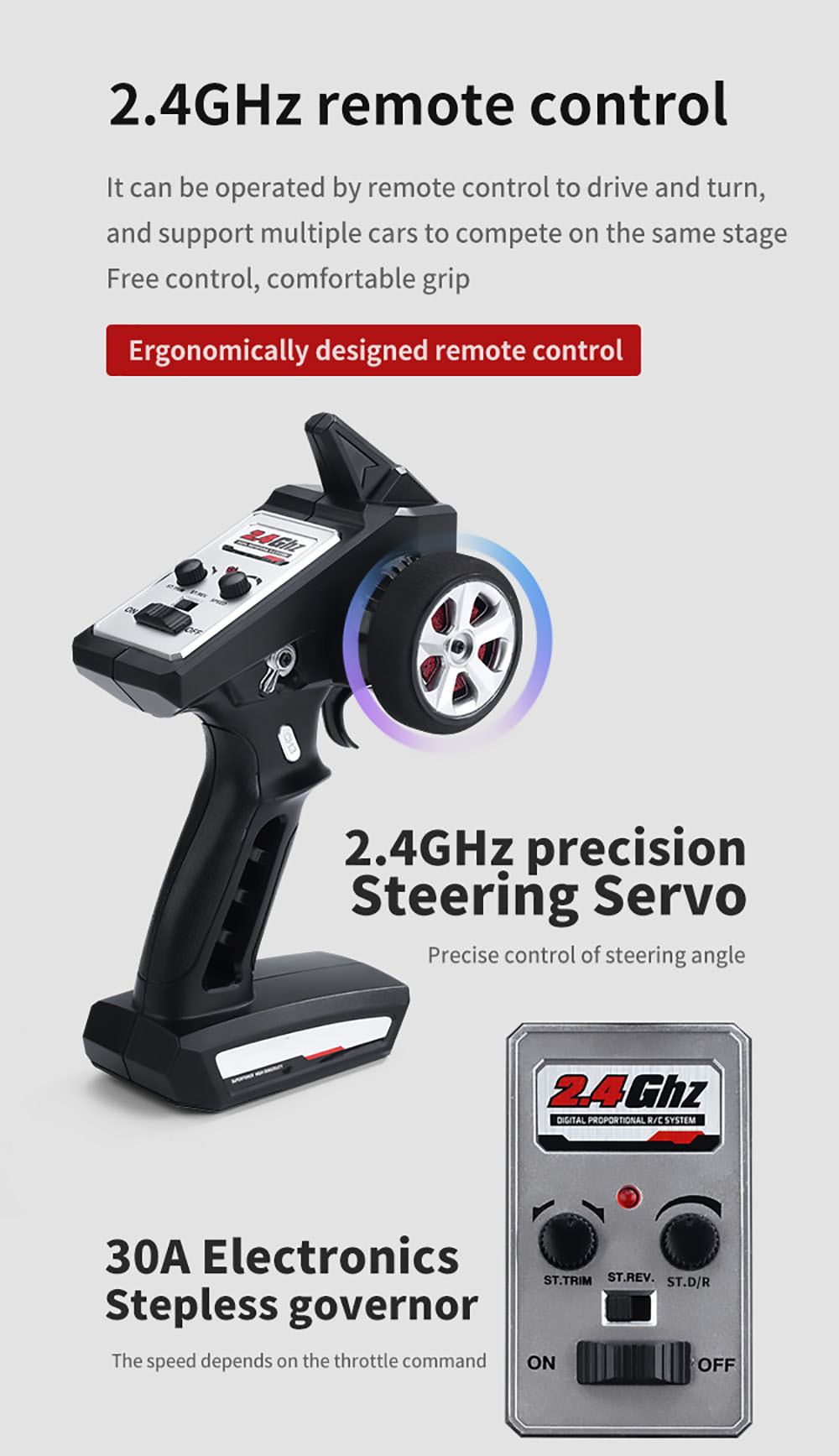 JJRC Q117 E 1:16 2.4G 4WD 35KM/H Drift Car Full Proportional Control with Angle Head Light - Red