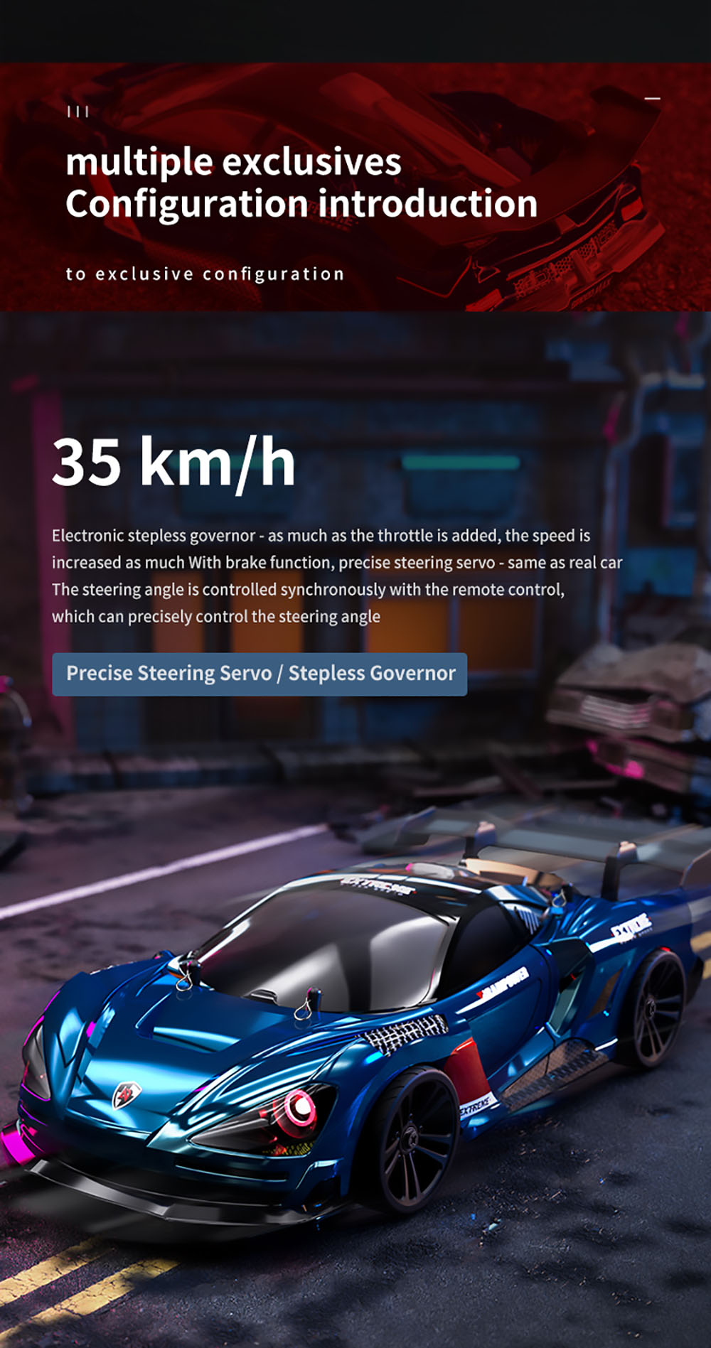 JJRC Q117 E 1:16 2.4G 4WD 35KM/H Drift Car Full Proportional Control with Angle Head Light - Red