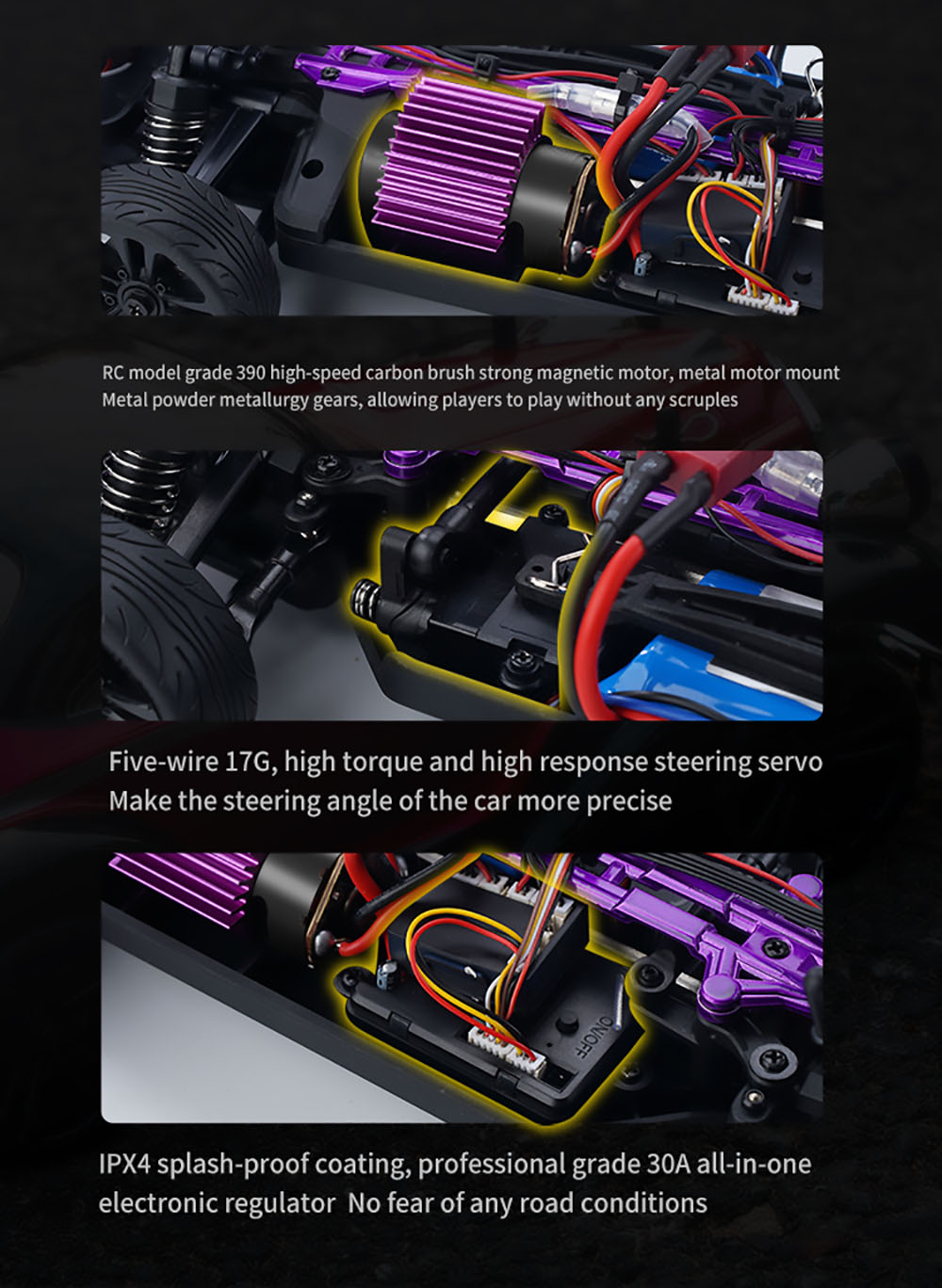 JJRC Q117 E 1:16 2.4G 4WD 35KM/H Drift Car Full Proportional Control with Angle Head Light - Red