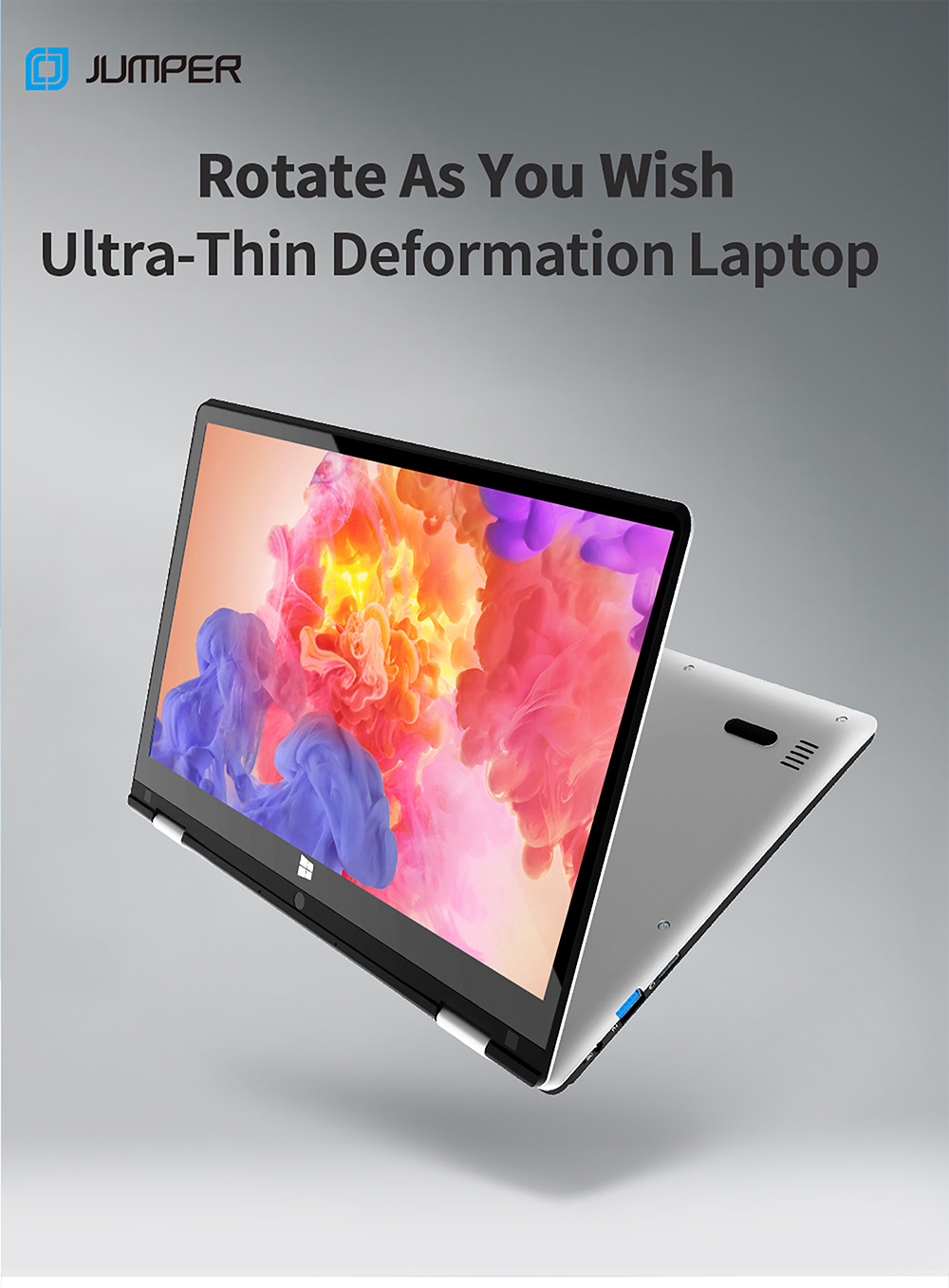 Jumper EZbook X1S 2 v 1 Tablet Intel Gemini Lake N4000 4GB LPDDR4 128GB eMMC 1366x768 Displej Windows 10 - Sivý