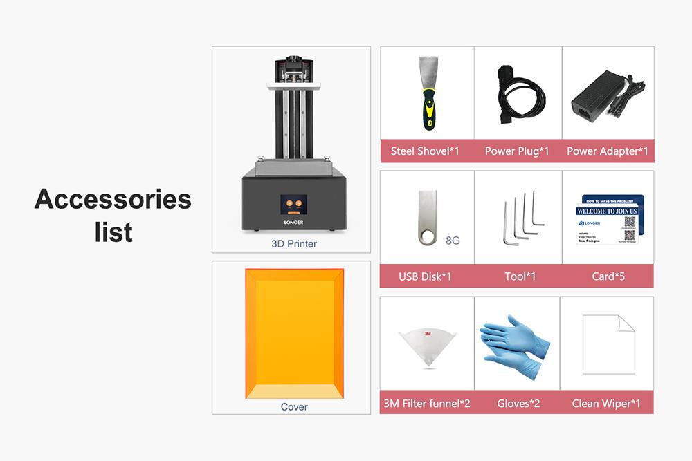 LONGER Orange 4K Resin 3D Printer, 10.5/31.5um Resolution, Parallel UV Lighting, Dual Z-Axis, Liner Guide, 118*66*190mm
