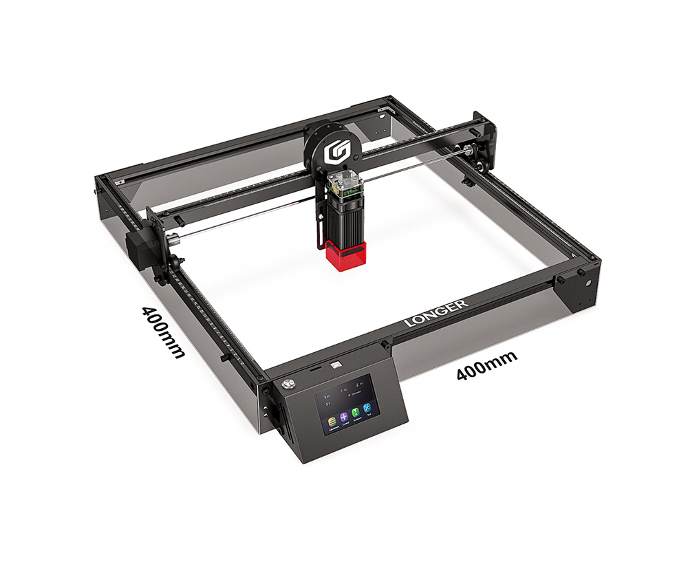 Laserový gravírovací stroj LONGER RAY5 10W, 0,06x0.06mm laserový bod, dotykový displej, offline vyrezávanie, 32-bitová čipová súprava, WiFi pripojenie, pracovná plocha 400x400mm