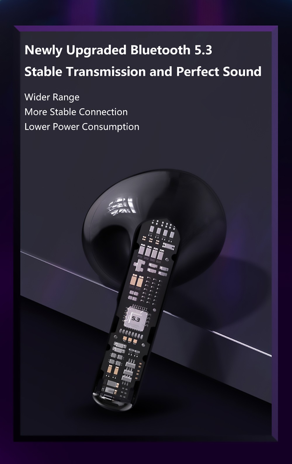 Lenovo Thinkplus LP80 Pro RGB LED Lights Earphones Wireless Bluetooth Dynamic Low Latency Gaming Sports Earbuds - Black