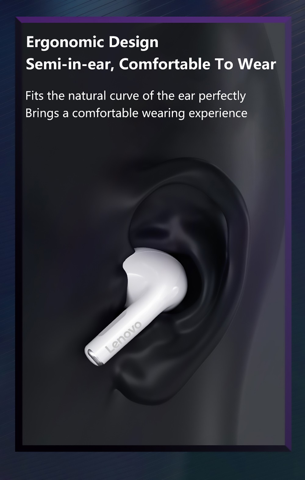 Lenovo Thinkplus LP80 Pro RGB LED Lights Earphones Wireless Bluetooth Dynamic Low Latency Gaming Sports Earbuds - Black