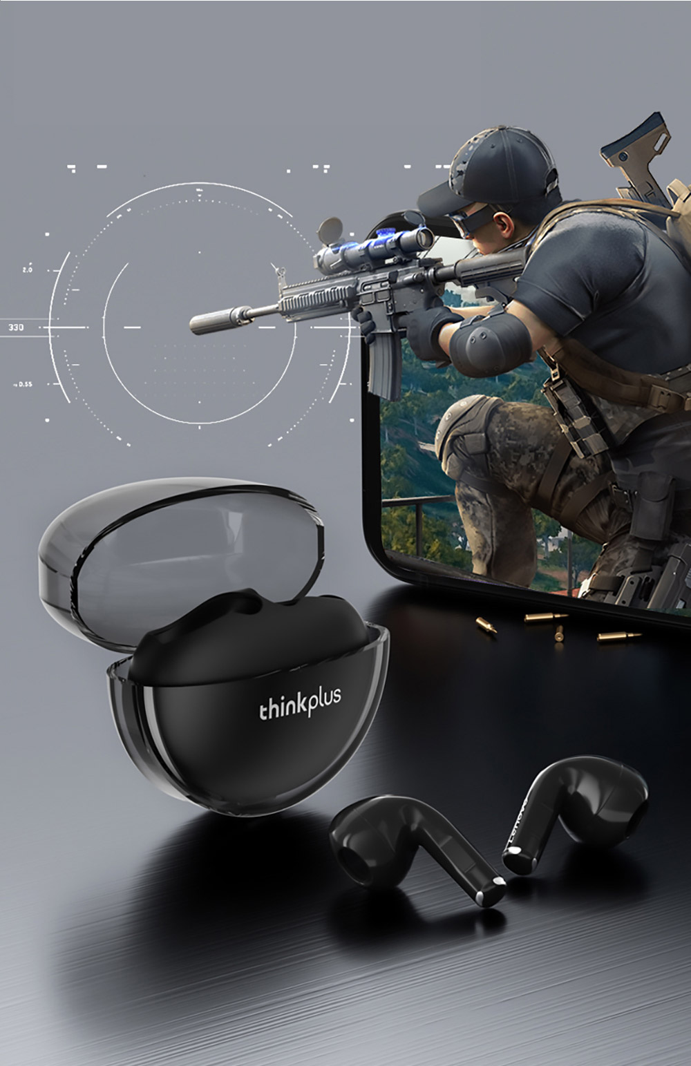 Lenovo Thinkplus LP80 Pro TWS Earphones Wireless Bluetooth Headphones Dynamic Low Latency Gaming Sports Earbuds - White