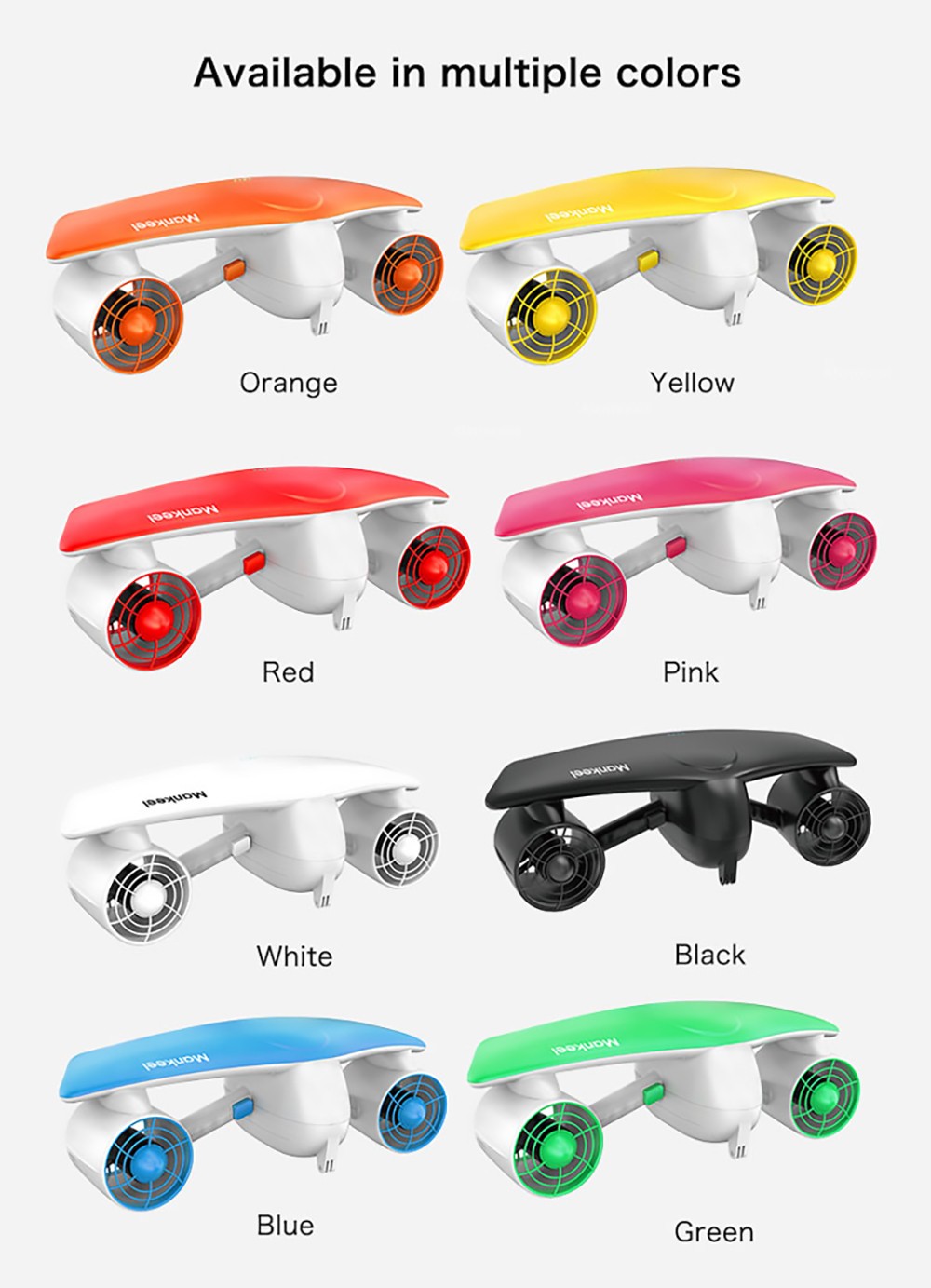 Mankeel Sea Scooter W7 240W*2 Power 30-60 Mins Duration - Yellow