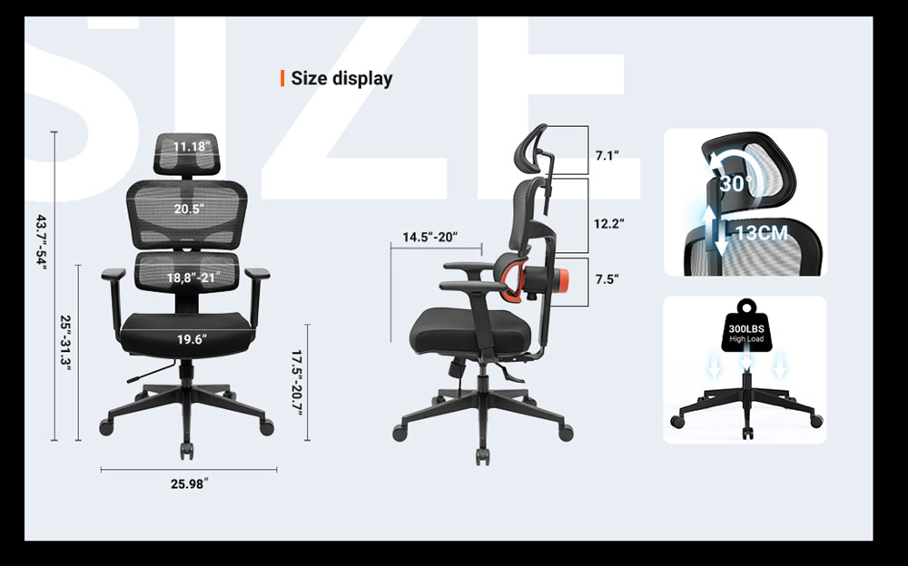 Stolička NEWTRAL Standard NT001 Adaptive Lower Back Support Ergonomická stolička, 3 uhly naklonenia, nastaviteľná opierka hlavy, 5 polôh na zablokovanie, nylonová základňa