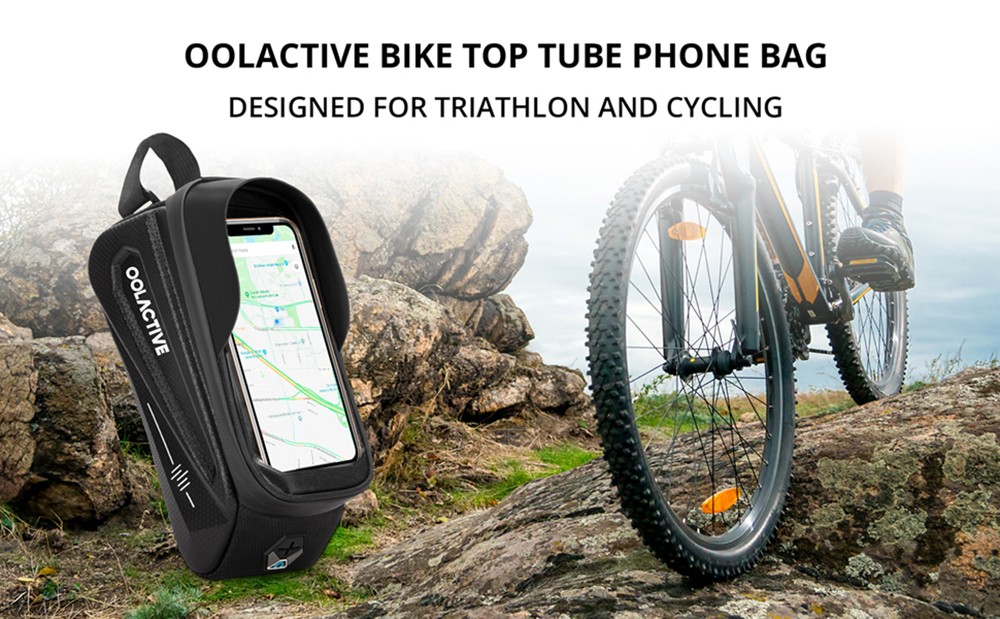 OOLACTIVE LF-0402 Bike Phone Front Frame Bag Bicycle Phone Mount Top Tube Bag Compatible Phone 4.7-6.5 Inch