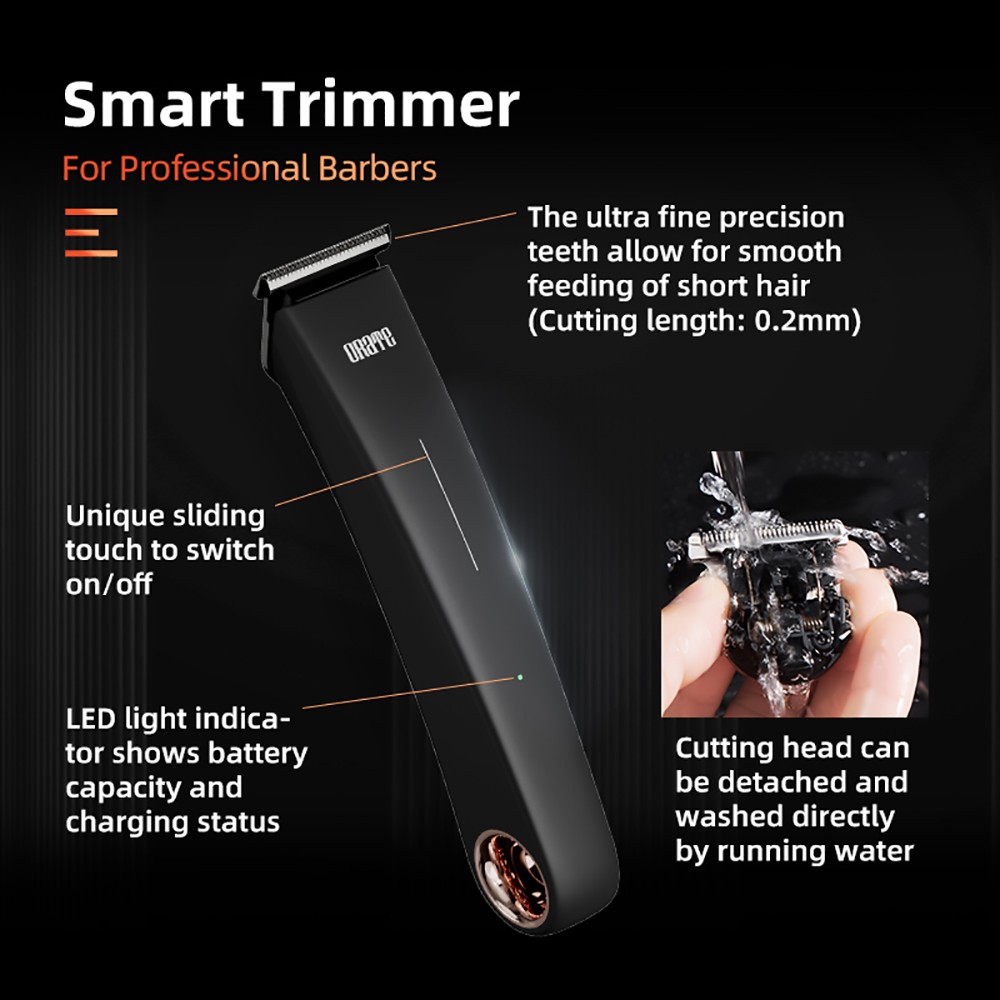 ORATE OHC-265 5W Cordless Hair Clipper, 1400mAh Rechargeable Electric Hair Trimmer, Magnetic Charging Base, 5H Run Time